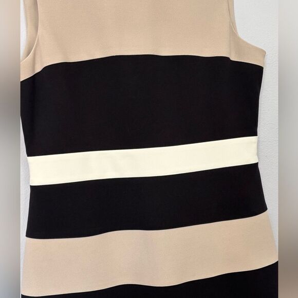 Tommy Hilfiger | Color block White Tan Black Tri-Tone Sleeveless Career Dress 10 - Picture 6 of 16
